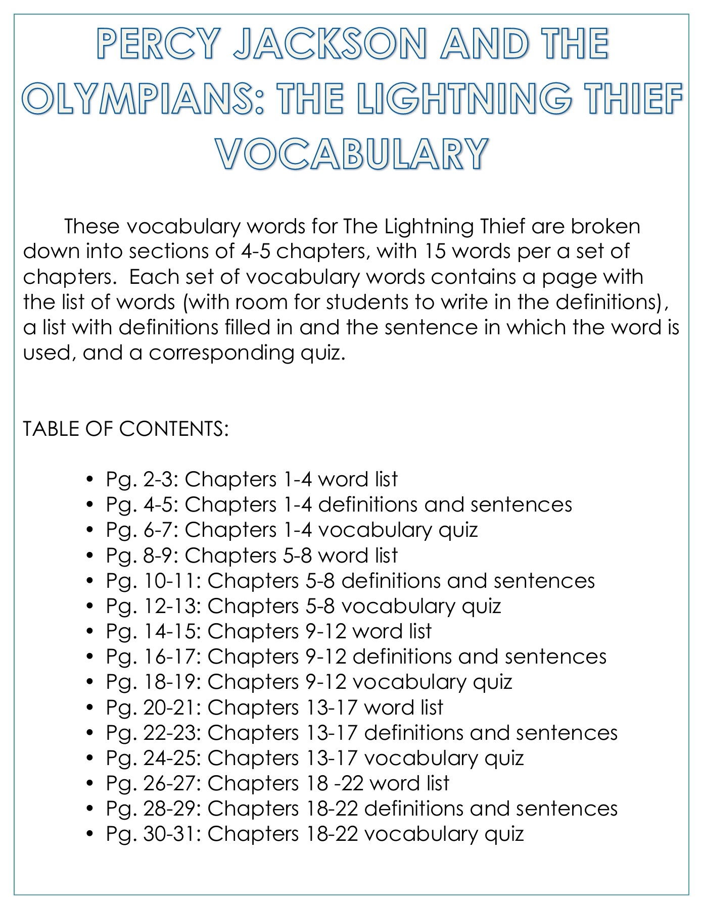 The Lightening Thief Vocabulary Wikispaces Flip EBook Pages 1 