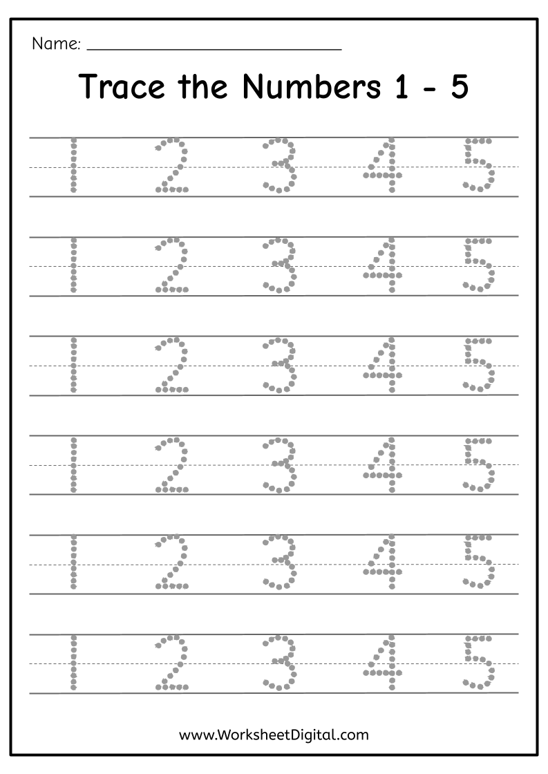 Free Printable Numbers 1-5 Worksheets