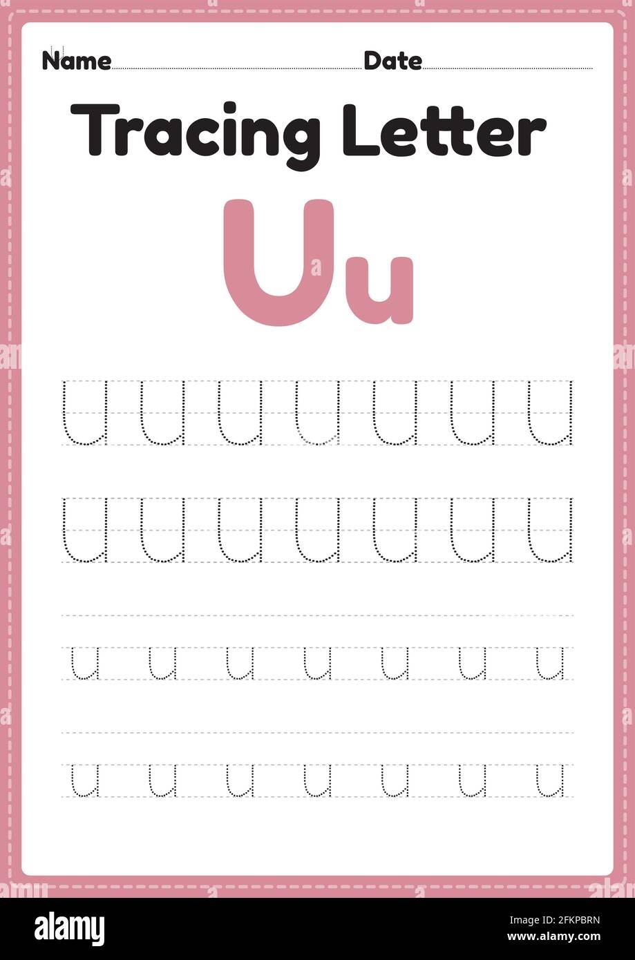 Tracing Letter U Alphabet Worksheet For Kindergarten And Preschool 