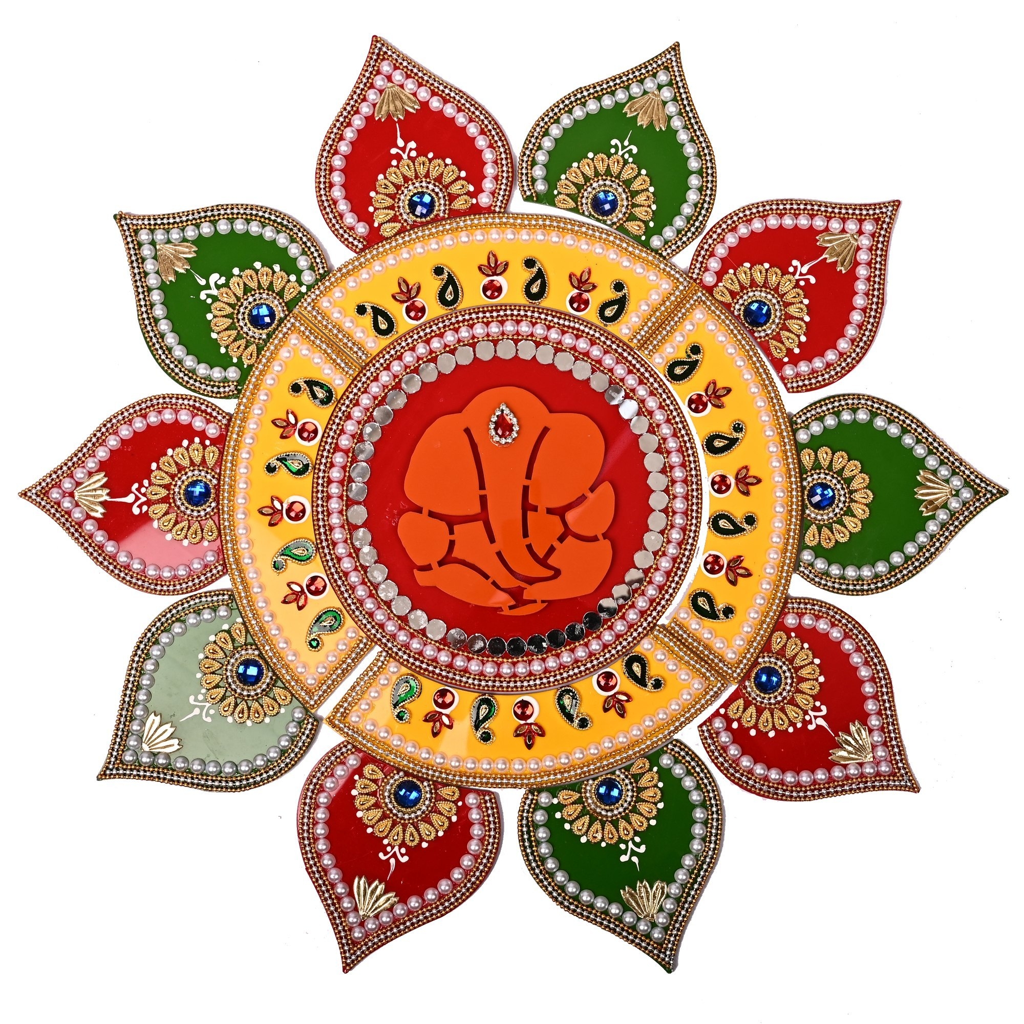 Traditional Round Ganesh Print Festival Rangoli Packaging Type 