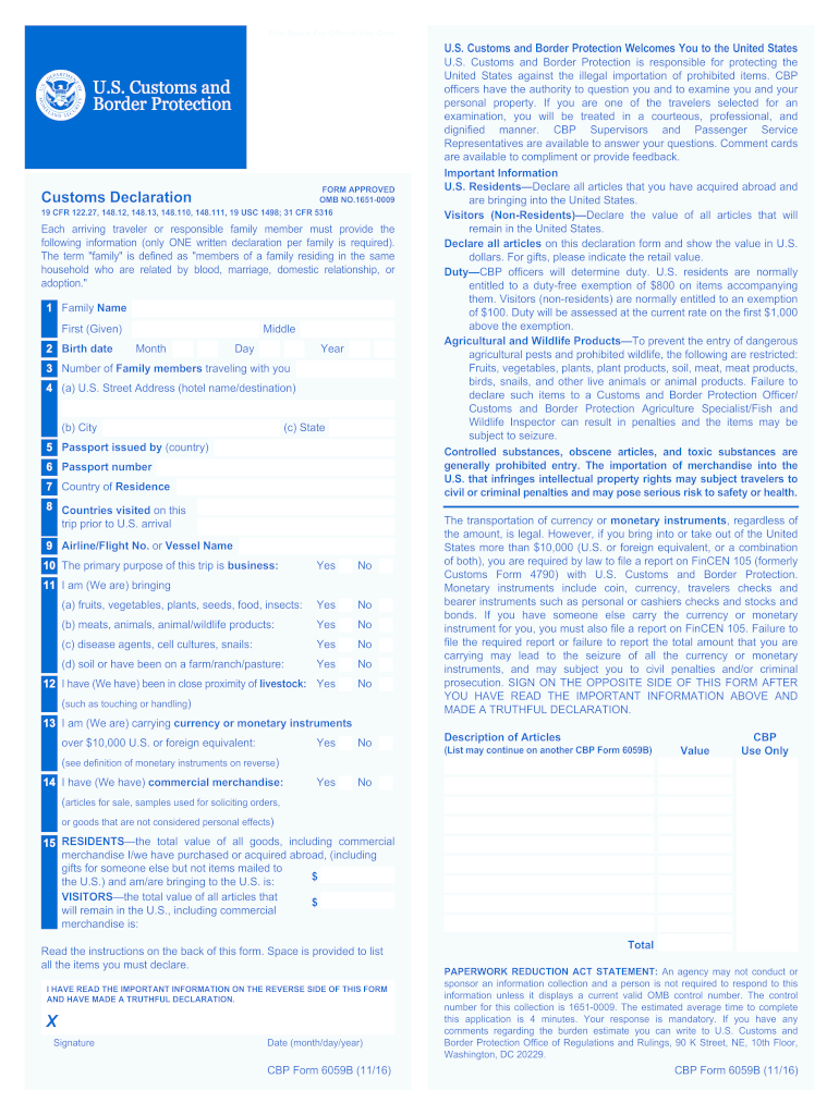 U S Customs Declaration Form Pdf Fill Out amp Sign Online DocHub