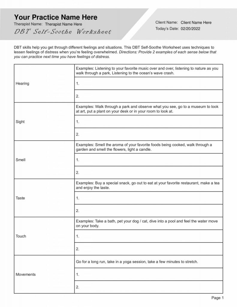 Understanding Emotions Printable DBT Worksheets Emotion Regulation 