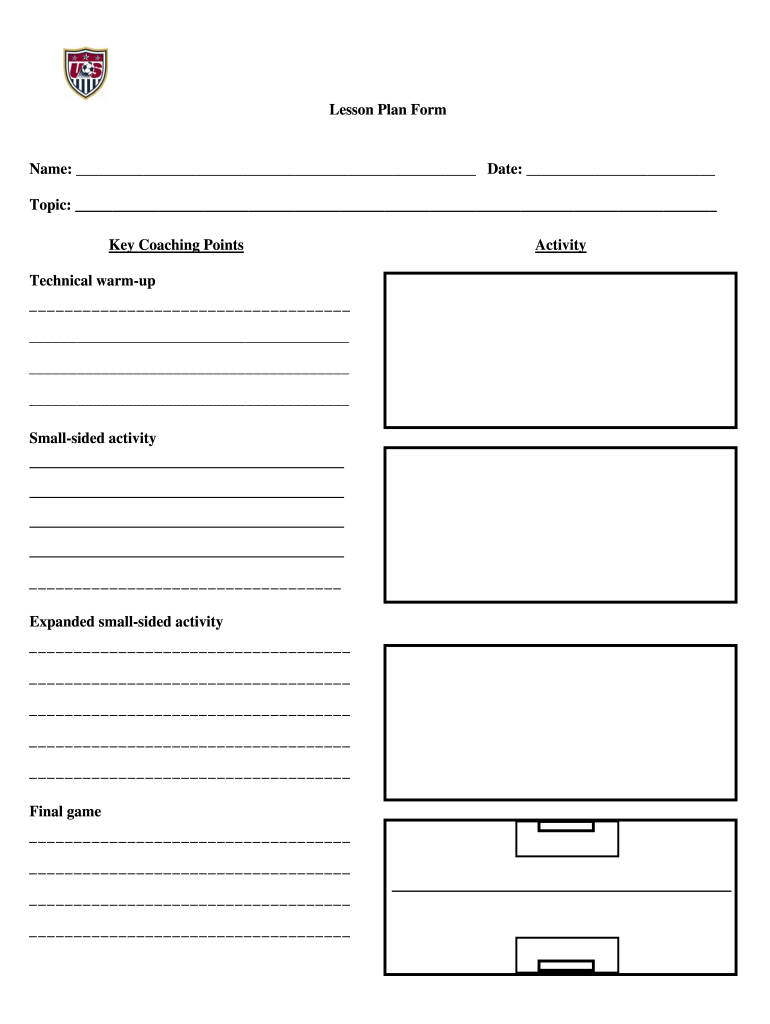 US Soccer Lesson Plan Form Fill Online Printable Fillable 