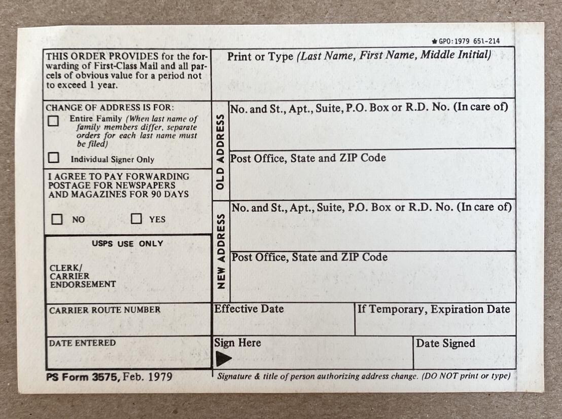 Usps Change Of Address Form Printable 3575