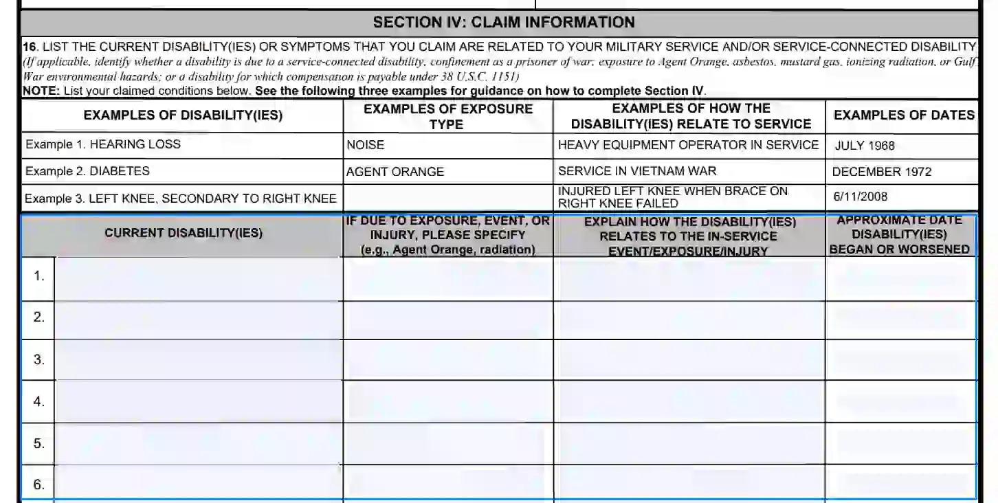 VBA VA Form 21 526EZ Fill Out Printable PDF Forms Online
