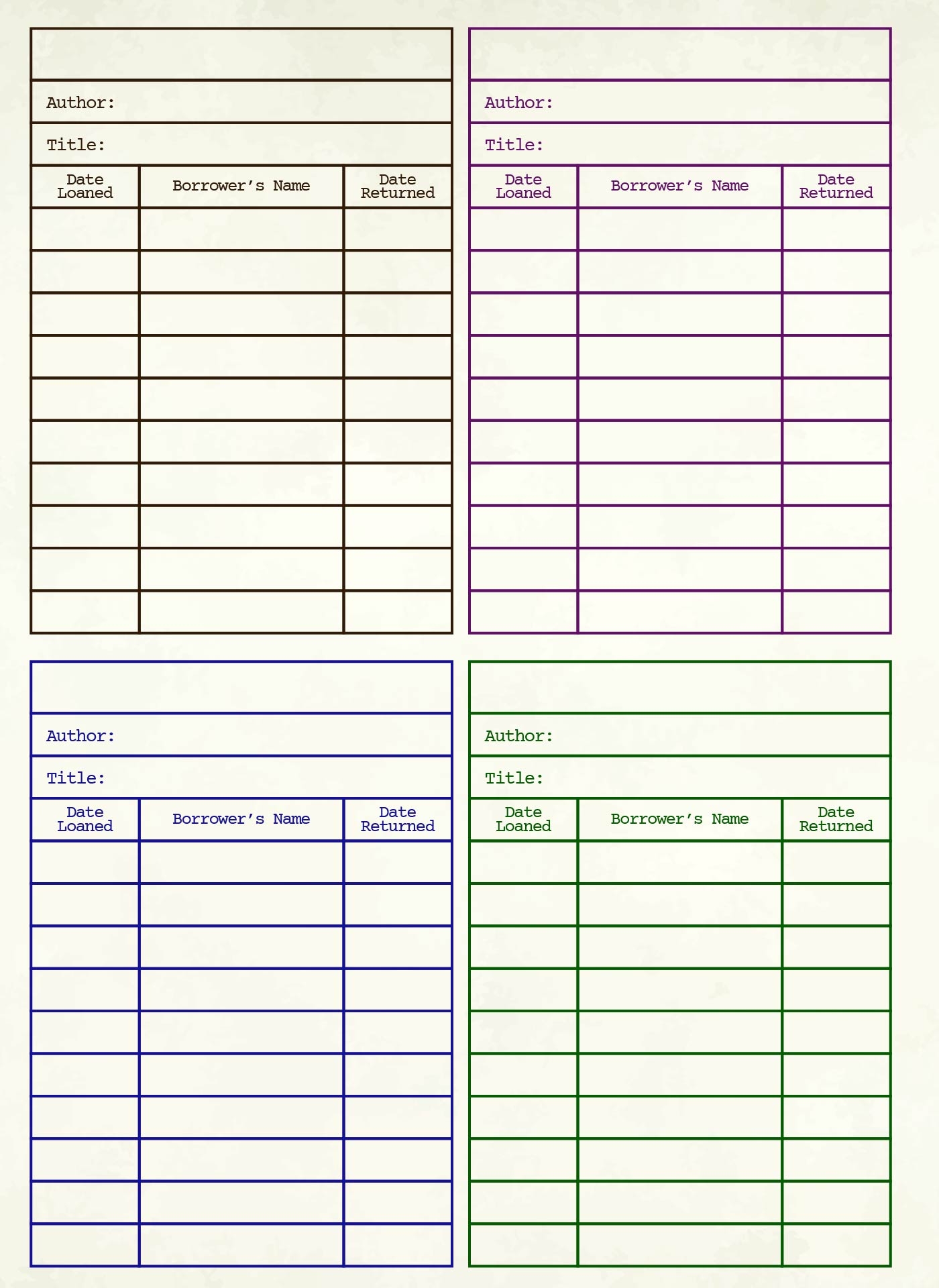 Vintage Library Cards 12 Free PDF Printables Printablee