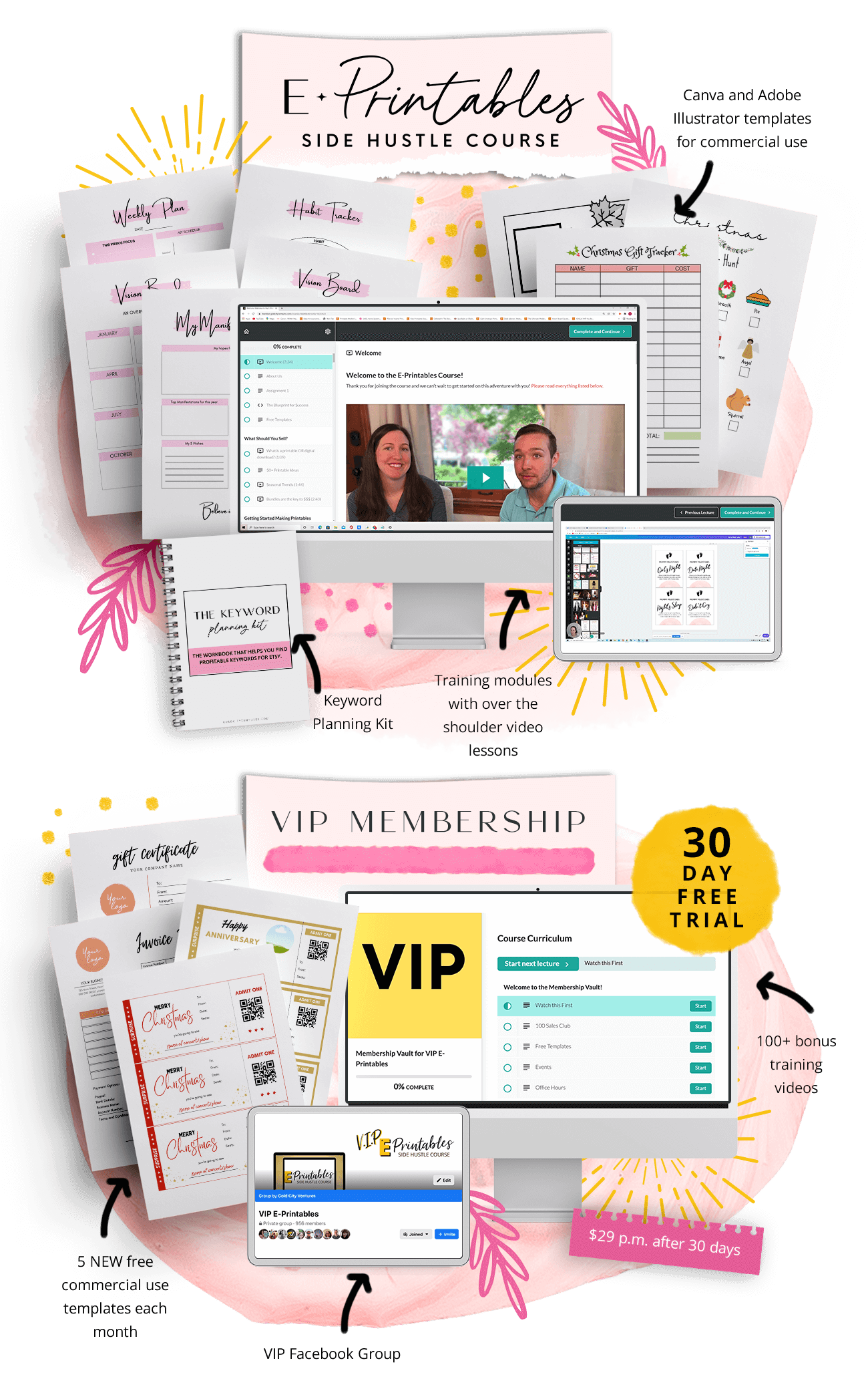 VIP E Printables Course Mockup transparent smaller Millennial Boss