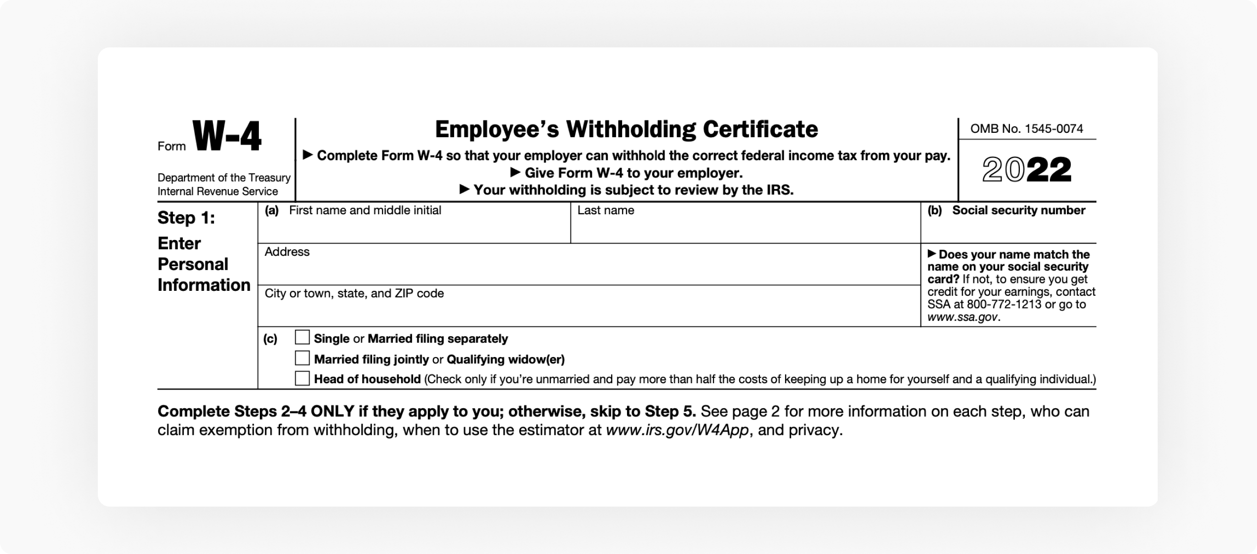 Irs Form W-4 Voluntary Withholding Request
