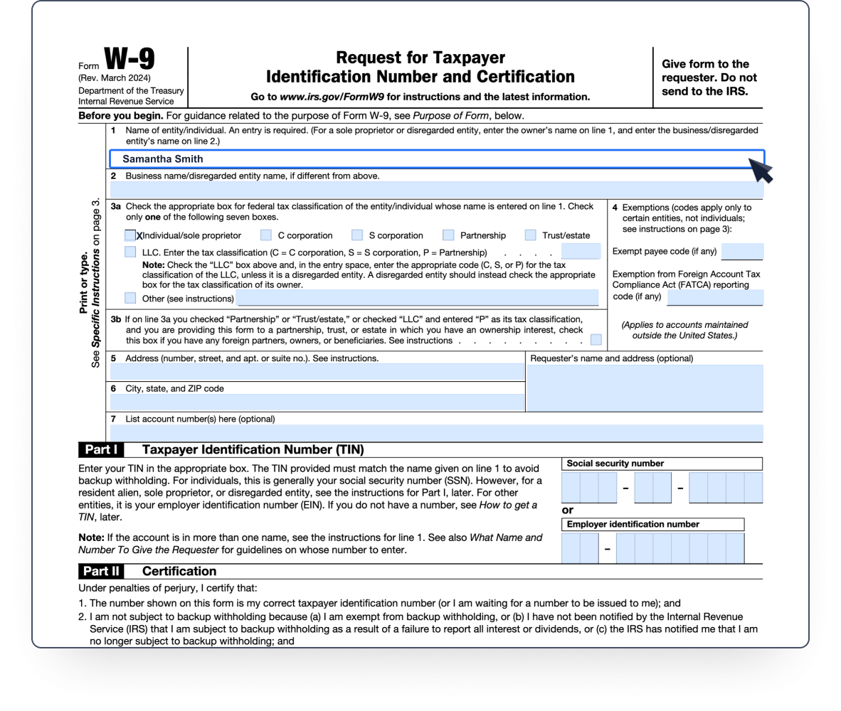 W 9 Form Printable Download