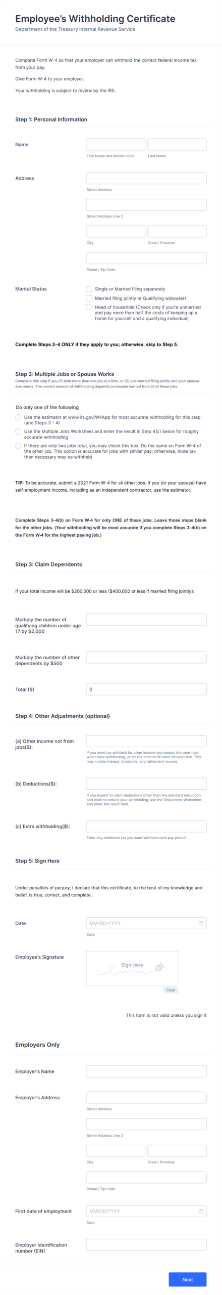 W4 Form Template Jotform