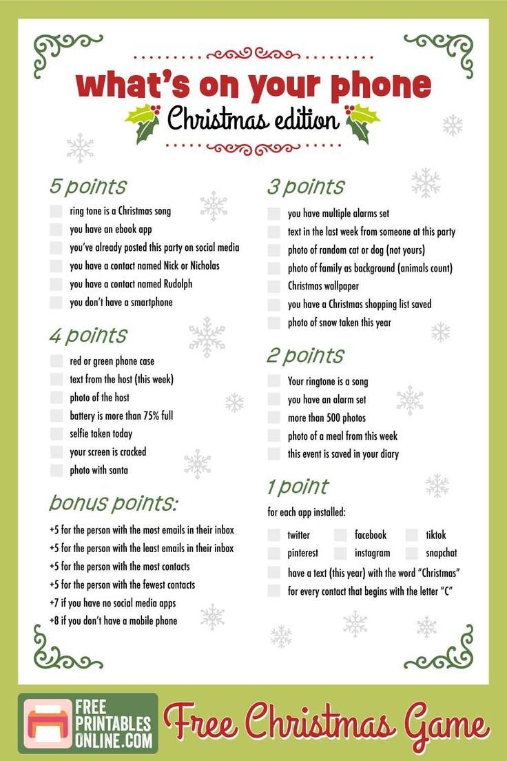 What s On Your Phone Christmas Game