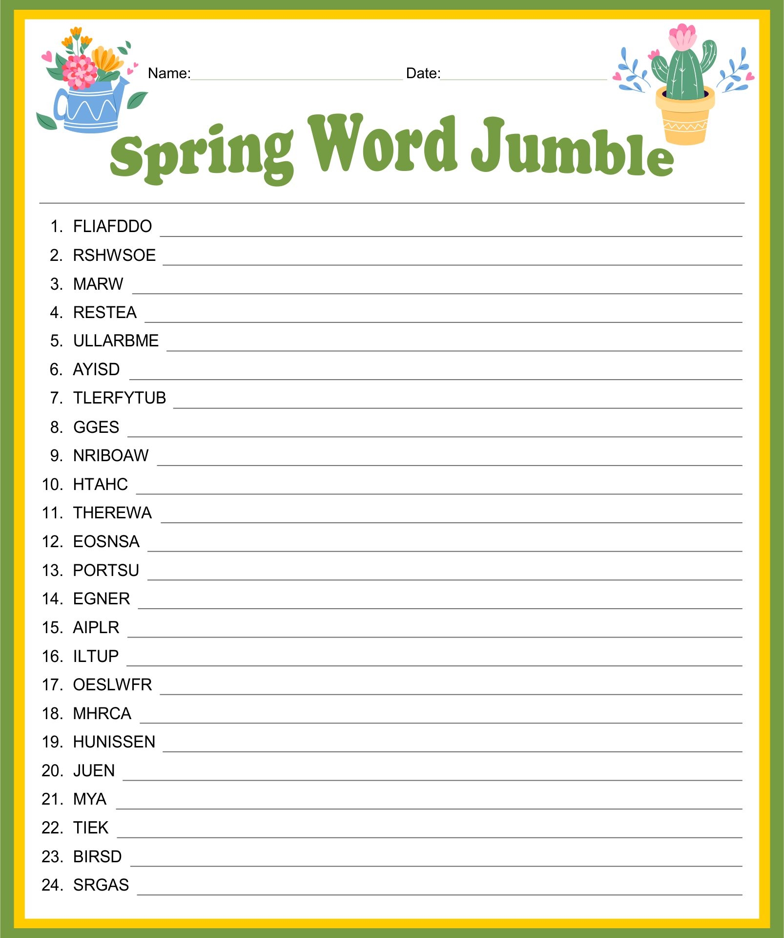 Word Free Printables Printablee