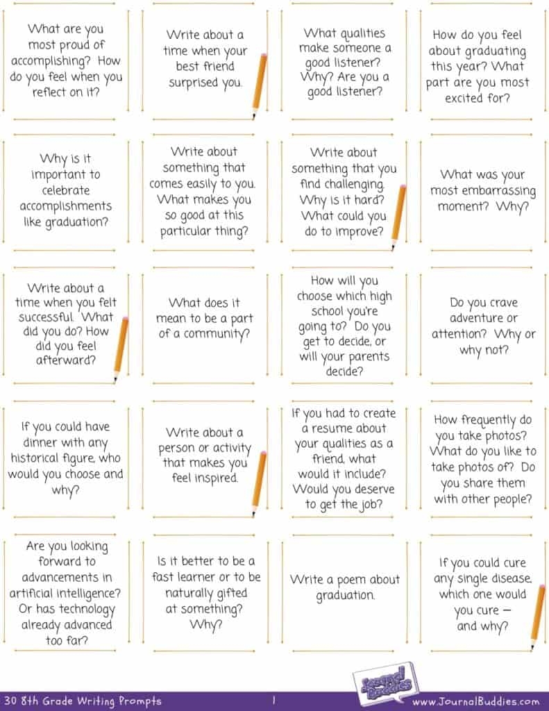 Yes 8th Grade Writing Worksheets PDF JournalBuddies